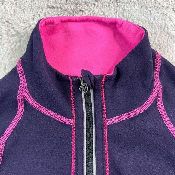 Lululemon Womens Size 4 Reversible Run U Turn Pullover 1/2 Zip Jacket Pink Purpl - Picture 10 of 12